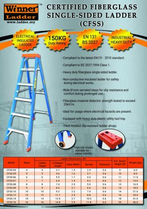 Winner Certified Fiberglass Single-Sided Ladder